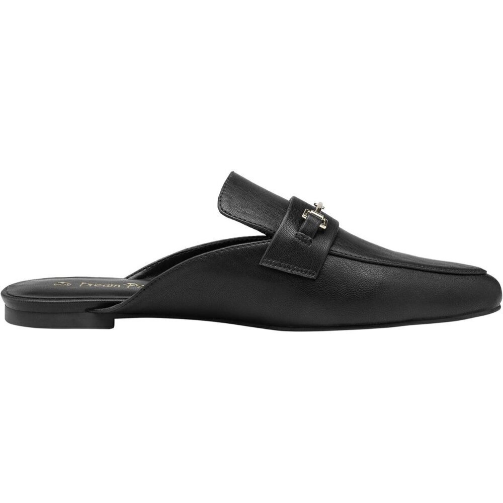🆕Women's Black PU Buckle Mules Pointed Toe Slip-On Loafer Backless Flats - Picture 3 of 8